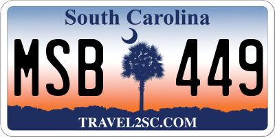 SC license plate MSB449
