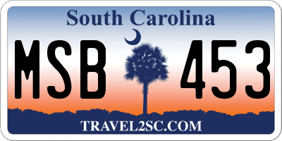 SC license plate MSB453