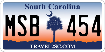 SC license plate MSB454