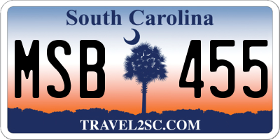 SC license plate MSB455