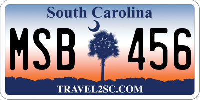 SC license plate MSB456