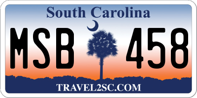 SC license plate MSB458