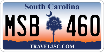 SC license plate MSB460