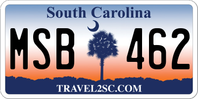 SC license plate MSB462