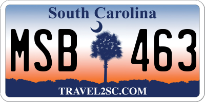 SC license plate MSB463