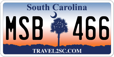 SC license plate MSB466