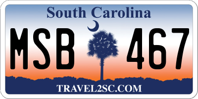 SC license plate MSB467