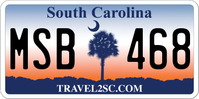 SC license plate MSB468