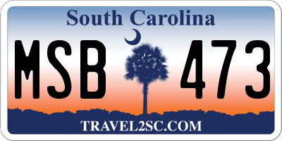 SC license plate MSB473