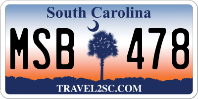 SC license plate MSB478