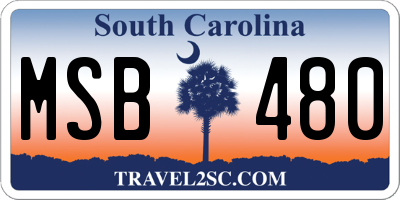 SC license plate MSB480