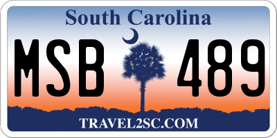 SC license plate MSB489