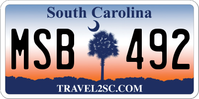 SC license plate MSB492
