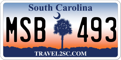 SC license plate MSB493
