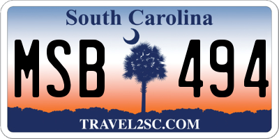 SC license plate MSB494