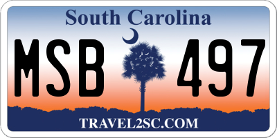 SC license plate MSB497