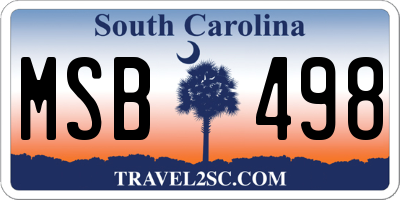 SC license plate MSB498