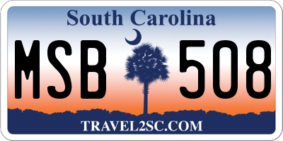 SC license plate MSB508
