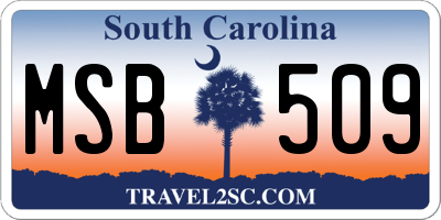 SC license plate MSB509
