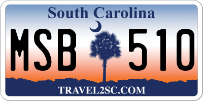 SC license plate MSB510