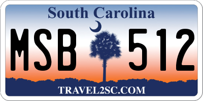 SC license plate MSB512