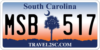 SC license plate MSB517
