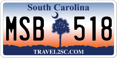 SC license plate MSB518