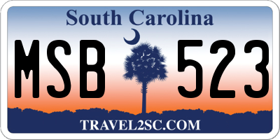 SC license plate MSB523