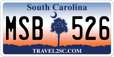 SC license plate MSB526