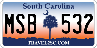 SC license plate MSB532