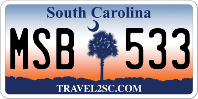 SC license plate MSB533
