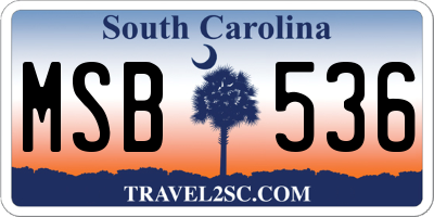 SC license plate MSB536