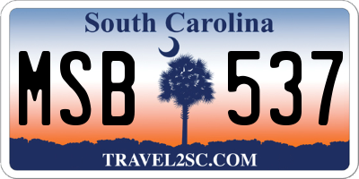 SC license plate MSB537