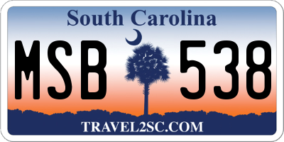 SC license plate MSB538