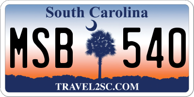 SC license plate MSB540