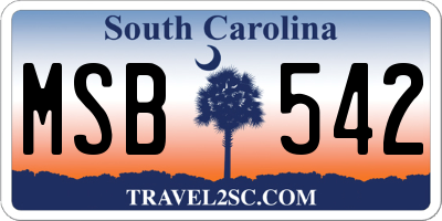 SC license plate MSB542