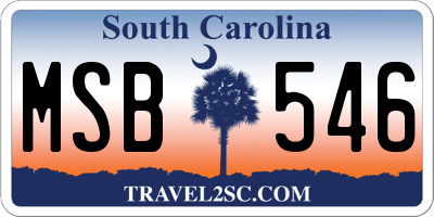 SC license plate MSB546