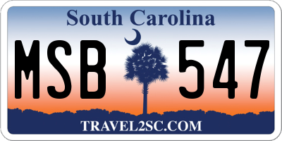 SC license plate MSB547