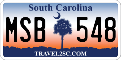 SC license plate MSB548