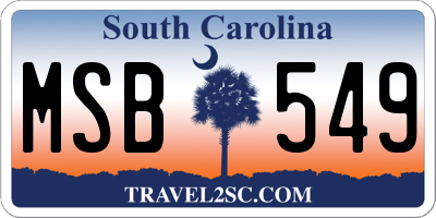 SC license plate MSB549
