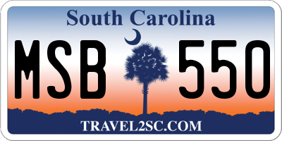 SC license plate MSB550
