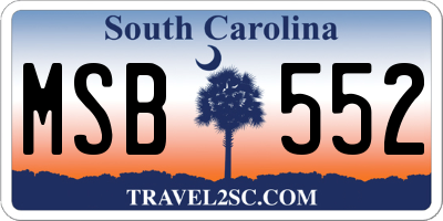 SC license plate MSB552
