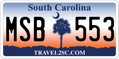 SC license plate MSB553