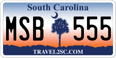 SC license plate MSB555