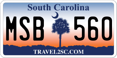 SC license plate MSB560