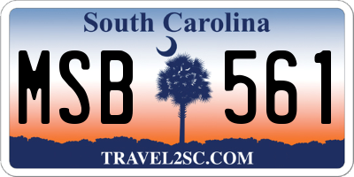 SC license plate MSB561