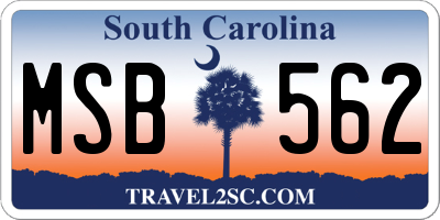 SC license plate MSB562