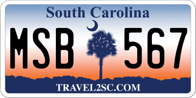 SC license plate MSB567