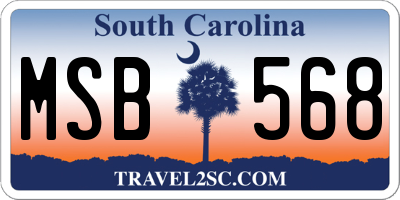 SC license plate MSB568