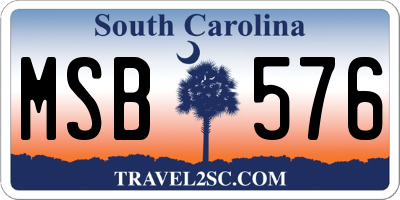SC license plate MSB576